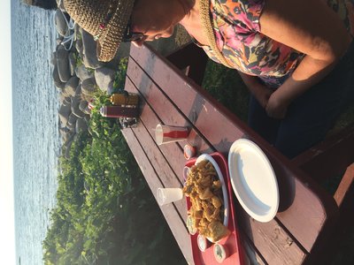 We split a fishermans platter at the Lobster Pool outside Rockport. What a view.