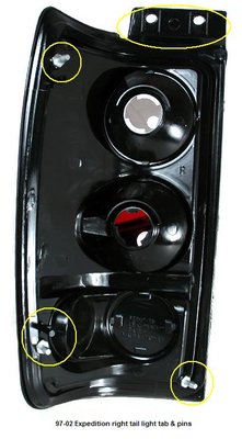 Expedition tail light pins