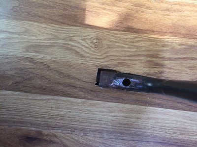 Here you can see where he cut out holes for the couch brackets.