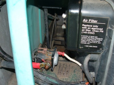 Fuel filter not visible -but lives in that shady area behind the red wire terminal